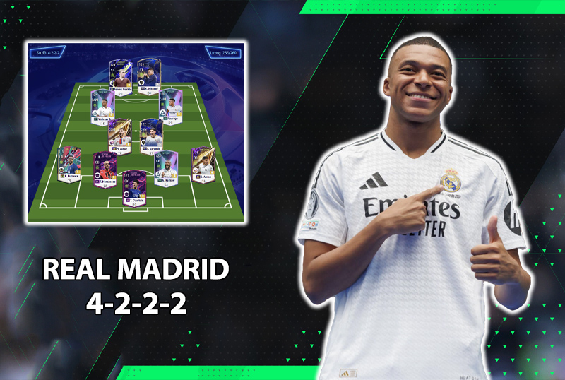 Chiến thuật FC Online : Sơ đồ 4222 team color Real Madrid với Mbappe