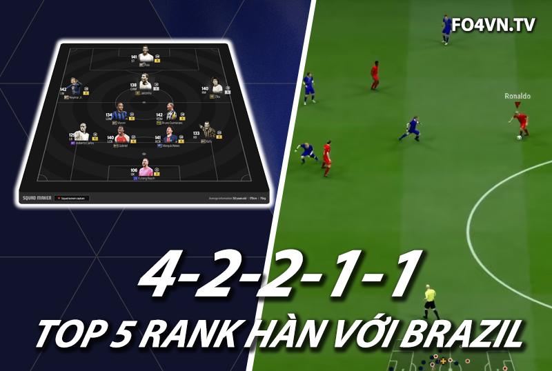 Chiến thuật FC Online : Sơ đồ 42211 với team Brazil top 5 rank Hàn