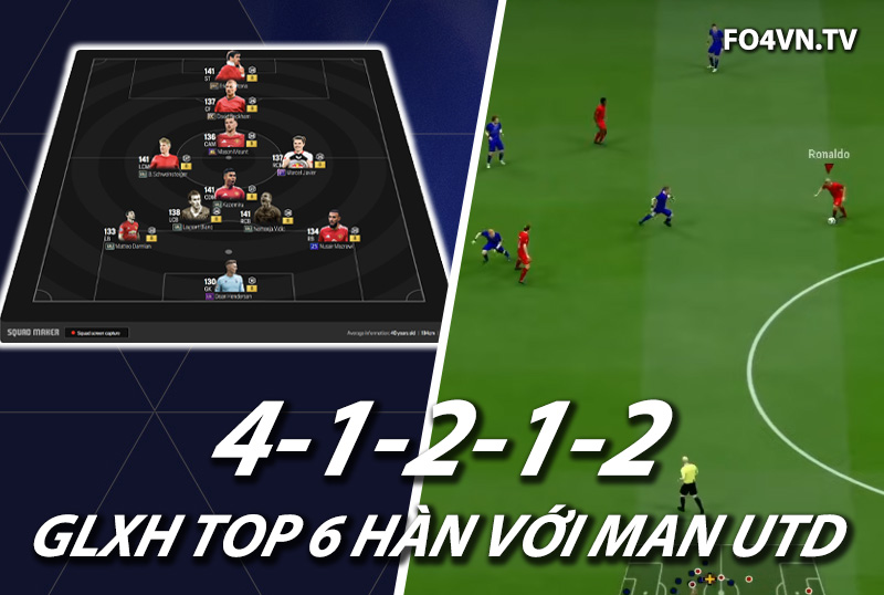 GLXH FC Online : Sơ đồ 41212 với team Man Utd top rank Hàn