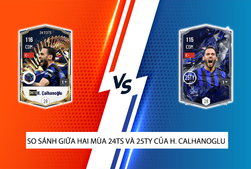 So sánh hai mùa giải 25TY và 24TS của H. Calhanoglu trong FC Online