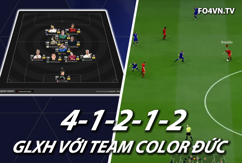 GLXH FC Online : Sơ đồ 41212 với team ĐT Đức top rank Hàn