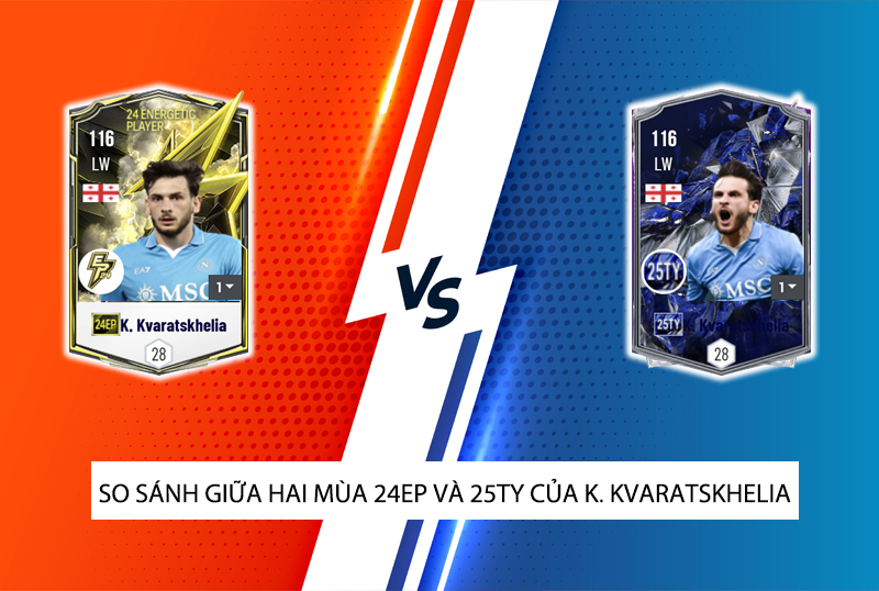So sánh hai mùa giải 24EP và 25TY của K. Kvaratskhelia trong FC Online