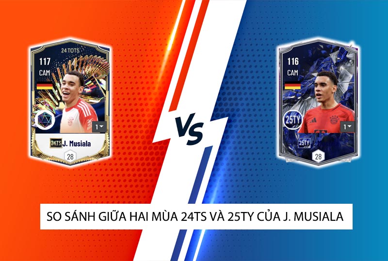 So sánh hai mùa giải 24TS và 25TY của Musiala trong FC Online