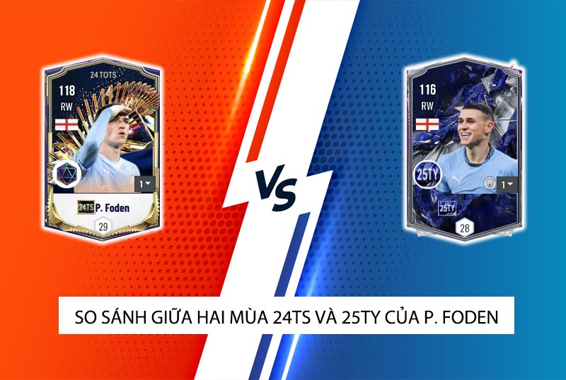 So sánh hai mùa giải 24TS và 25TY của P. Foden trong FC Online