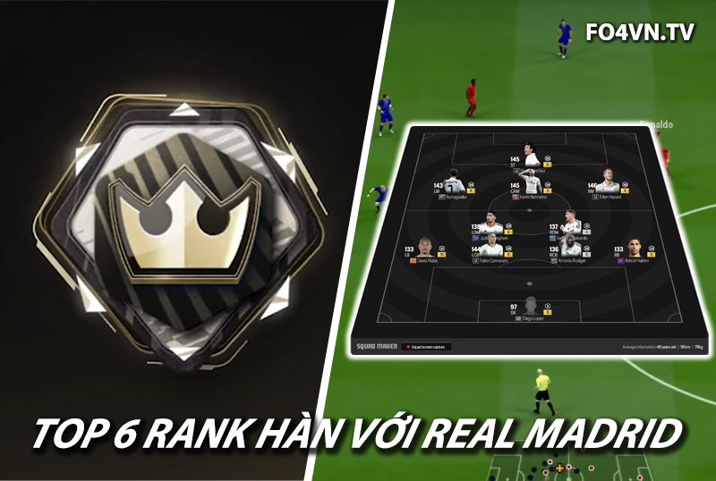 Top 6 đội hình team color Real Madrid rank siêu sao Hàn