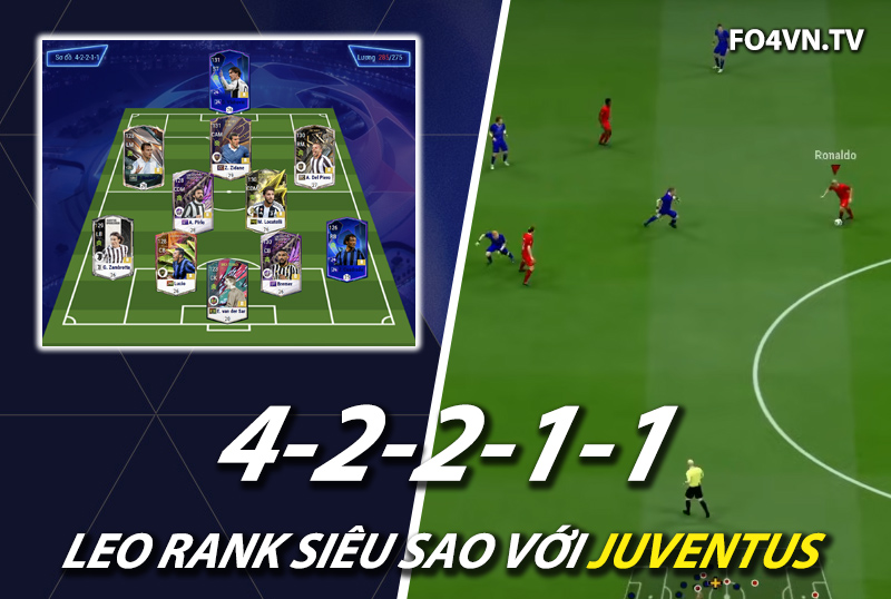 Chiến thuật FC Online : Sơ đồ 42211 với team color Juventus rank siêu sao