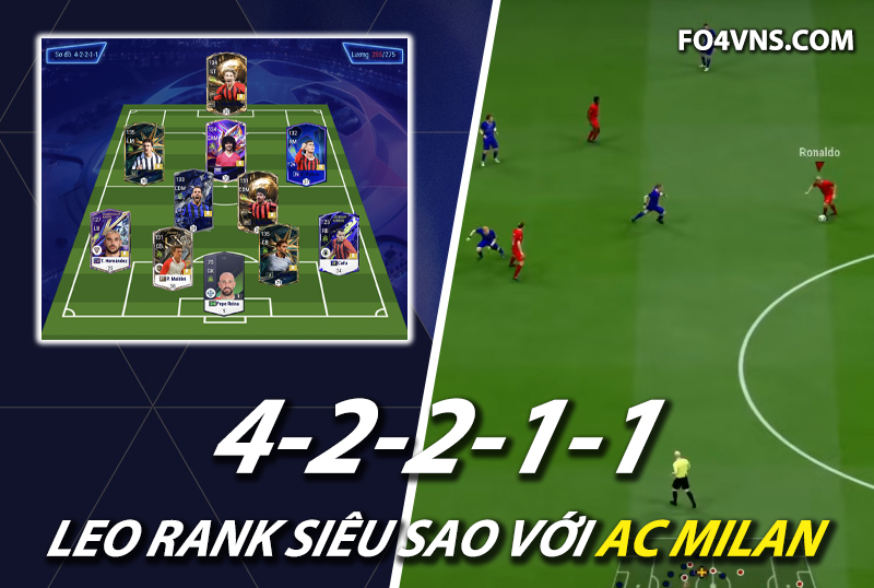 Chiến thuật FC Online : Sơ đồ 42211 với team color AC Milan rank siêu sao