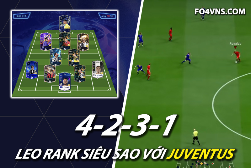 Chiến thuật FC Online : Sơ đồ 4231 với team color Juventus rank siêu sao