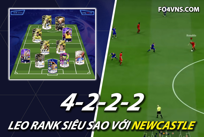Chiến thuật FC Online : Sơ đồ 4222 với team color Newcastle United rank siêu sao