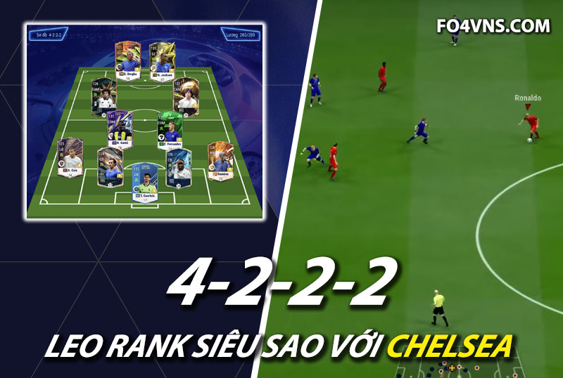 Chiến thuật FC Online : Sơ đồ 4222 team color Chelsea rank siêu sao